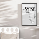 Alles beginnt im Kopf | Gerahmtes Poster Minimal Art