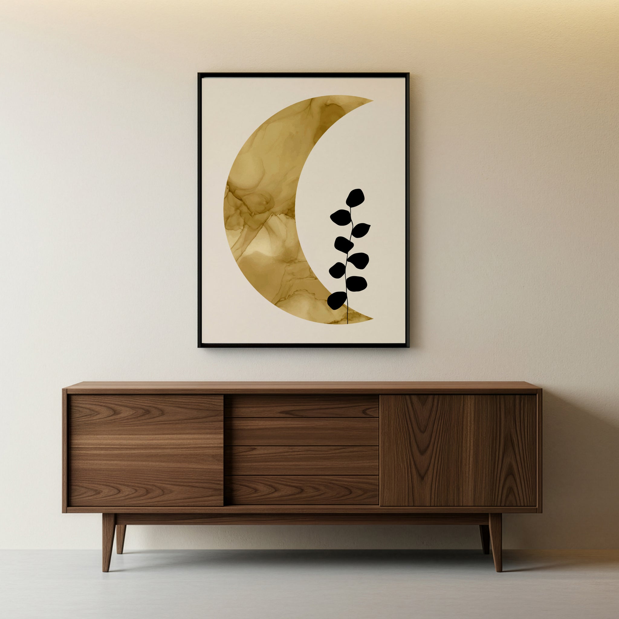 Goldener Mond | Gerahmtes Poster Minimal Art