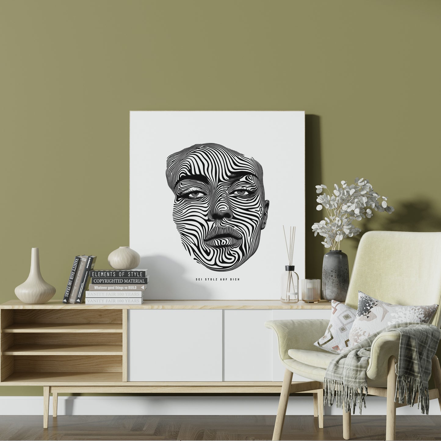 Sei Stolz auf Dich | Leinwandbild Portrait Line Art