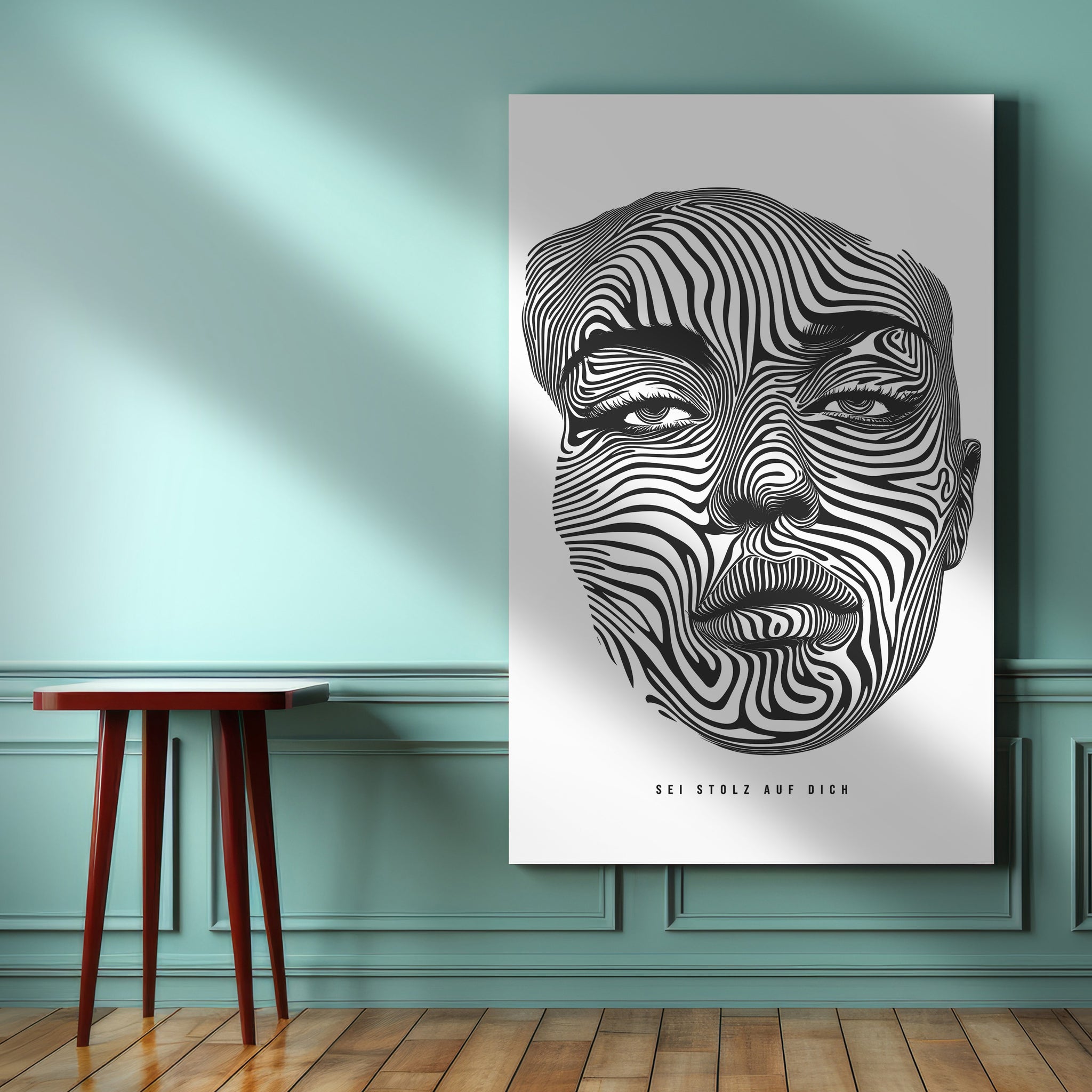 Sei Stolz auf Dich | Leinwandbild Portrait Line Art