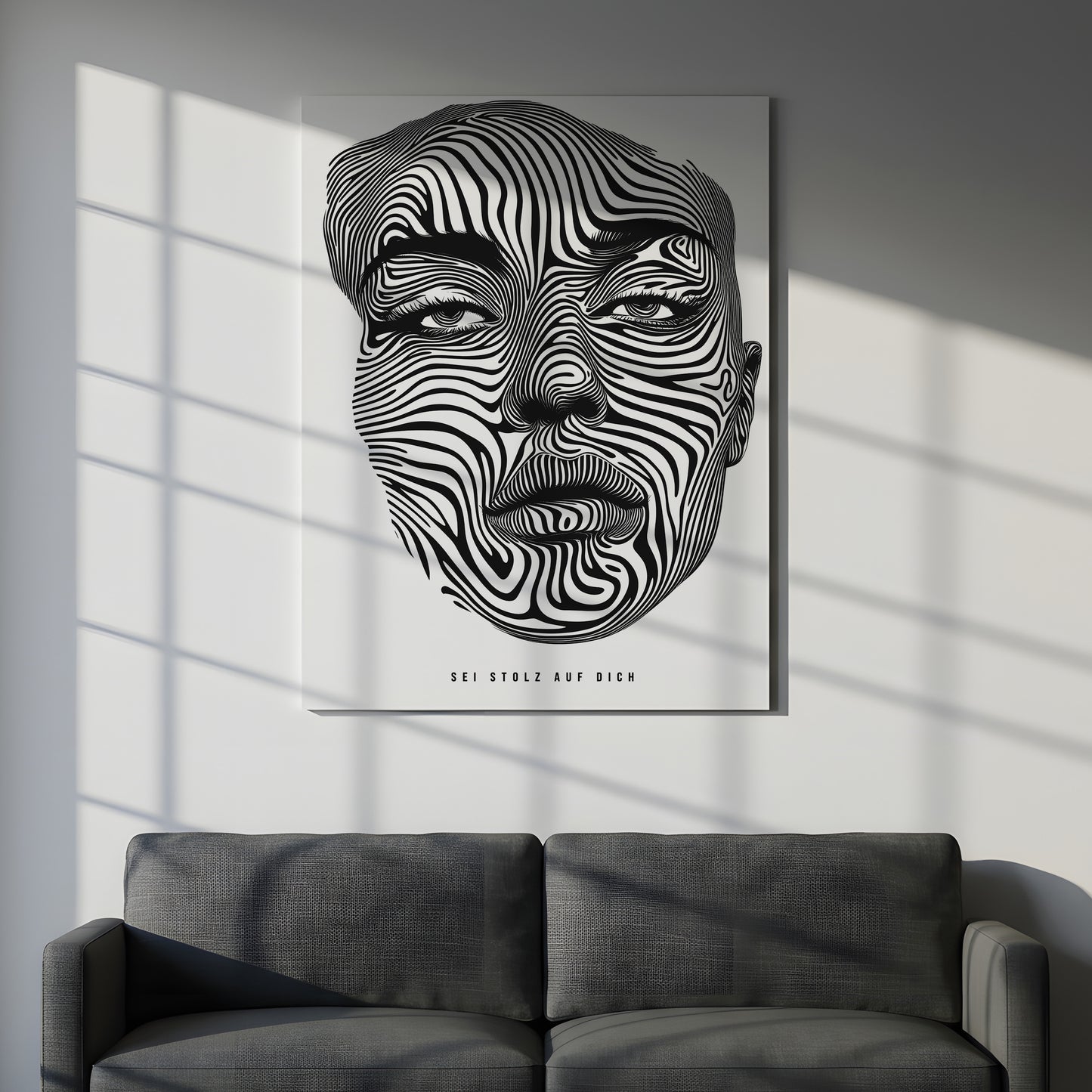 Sei Stolz auf Dich | Leinwandbild Portrait Line Art