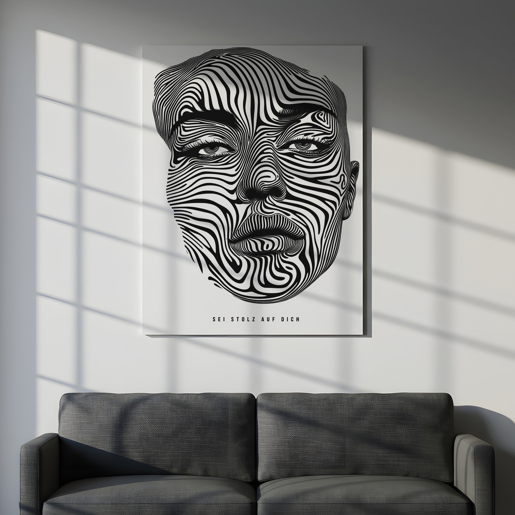 Sei Stolz auf Dich | Leinwandbild Portrait Line Art