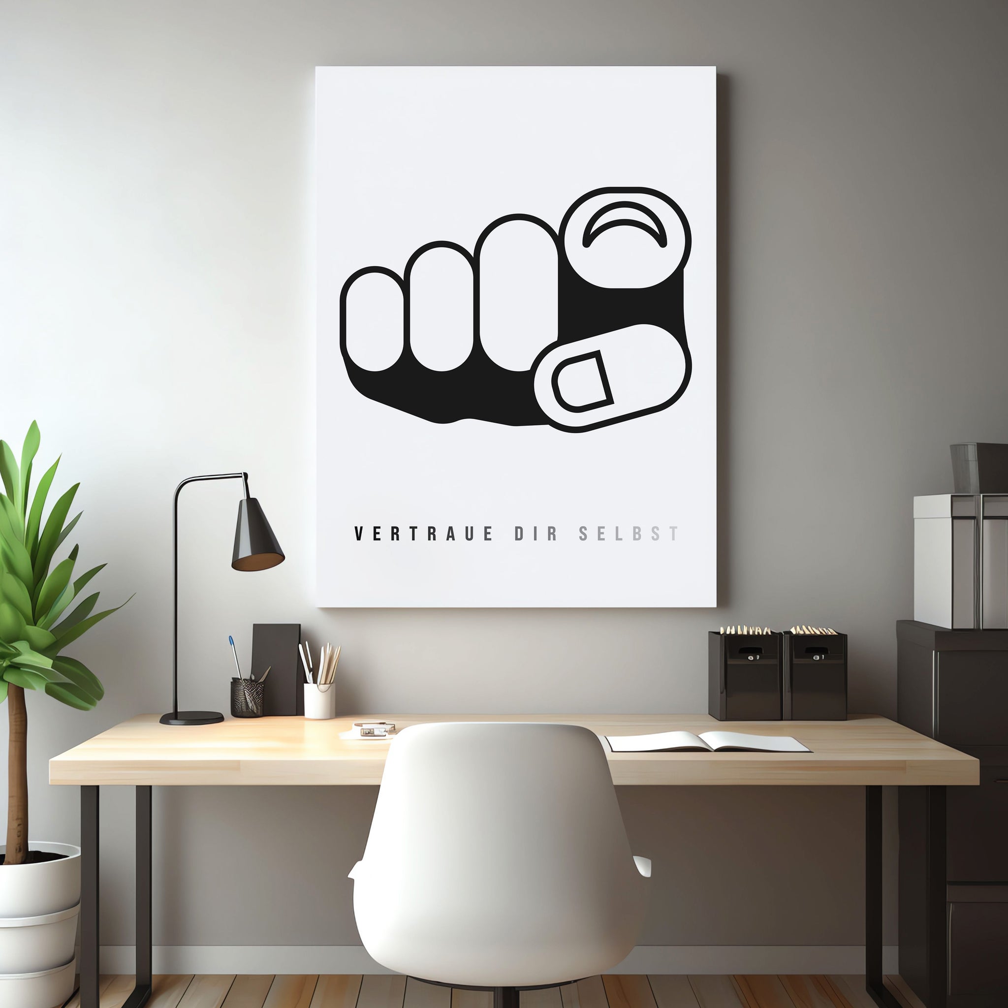 Vertraue Dir Selbst | Moderne Line Art Leinwand Motivation