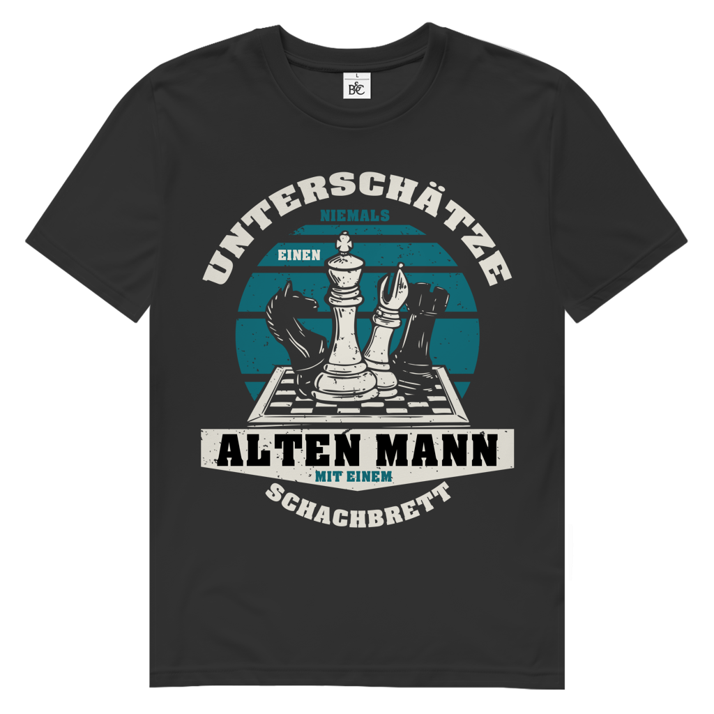 Herren Premium Bio T-Shirt Unterschätze Niemals Alten Mann Schachbrett