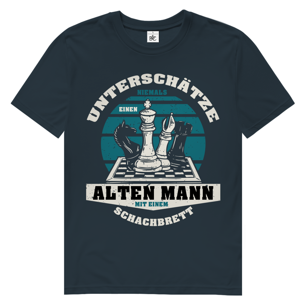 Herren Premium Bio T-Shirt Unterschätze Niemals Alten Mann Schachbrett