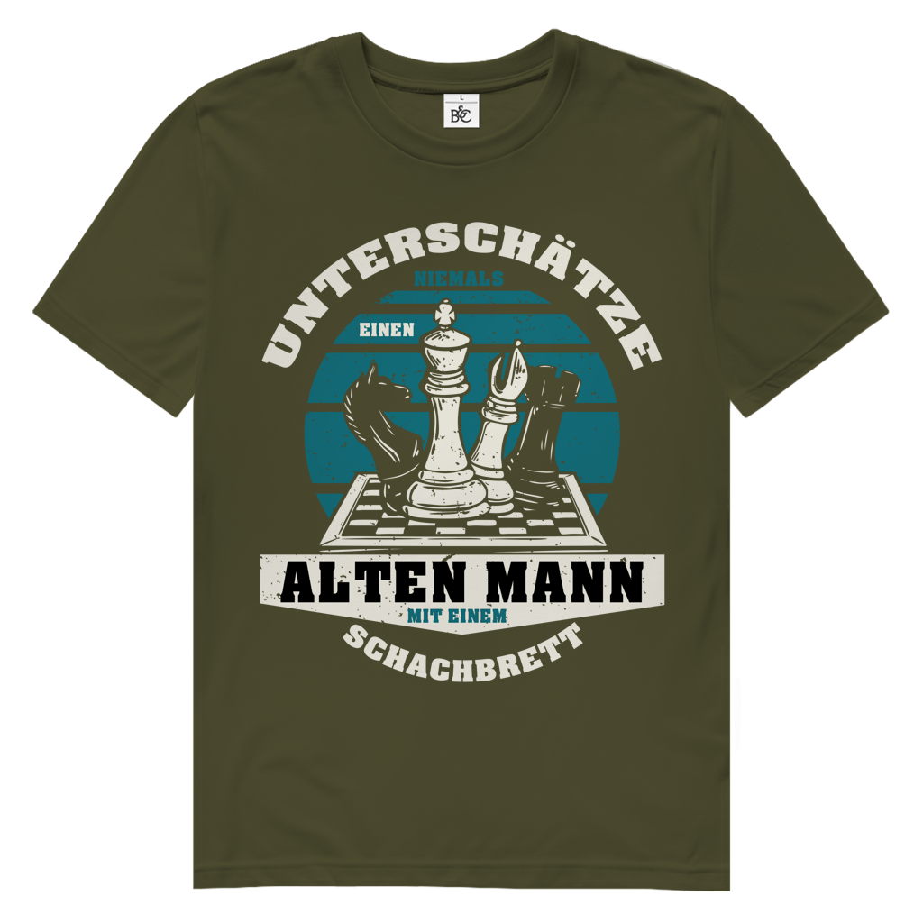 Herren Premium Bio T-Shirt Unterschätze Niemals Alten Mann Schachbrett
