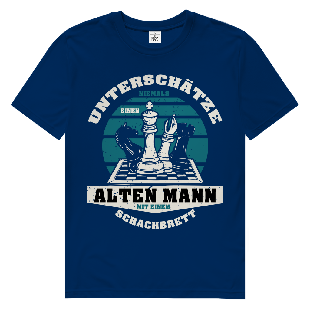 Herren Premium Bio T-Shirt Unterschätze Niemals Alten Mann Schachbrett
