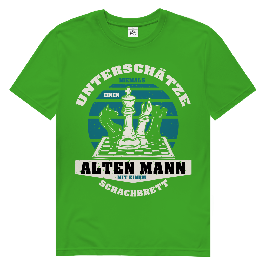 Herren Premium Bio T-Shirt Unterschätze Niemals Alten Mann Schachbrett