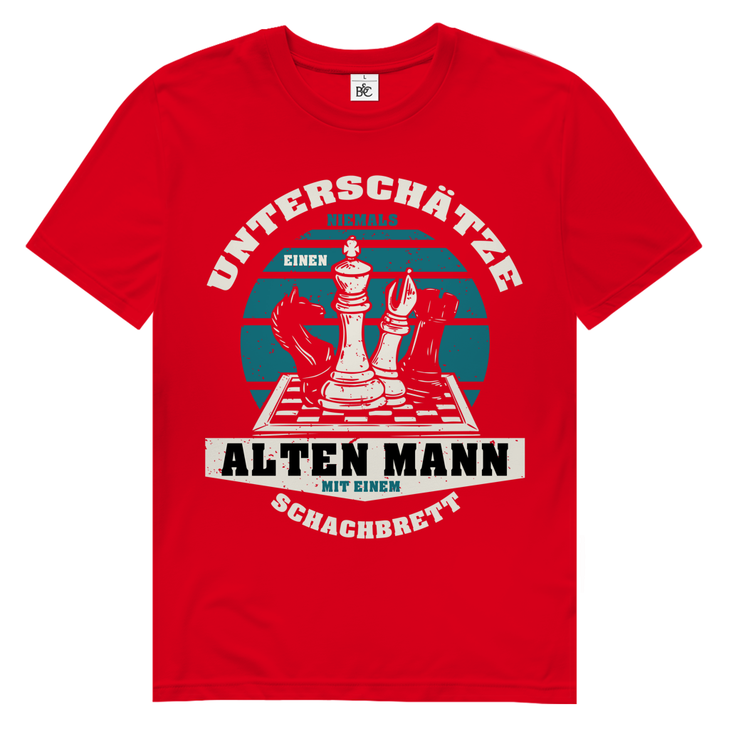 Herren Premium Bio T-Shirt Unterschätze Niemals Alten Mann Schachbrett