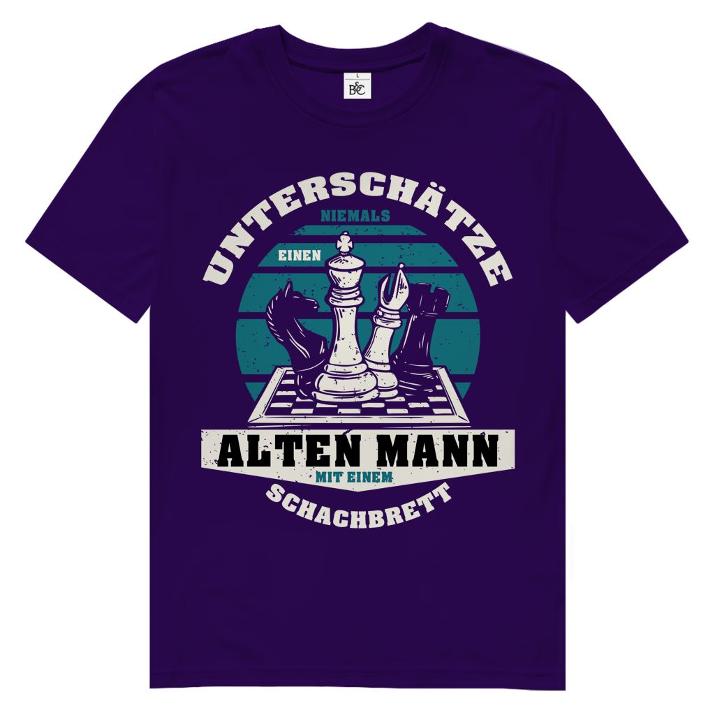 Herren Premium Bio T-Shirt Unterschätze Niemals Alten Mann Schachbrett
