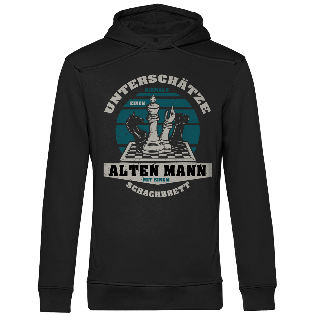 Herren Premium Bio Hoodie Unterschätze Niemals Alten Mann Schachbrett