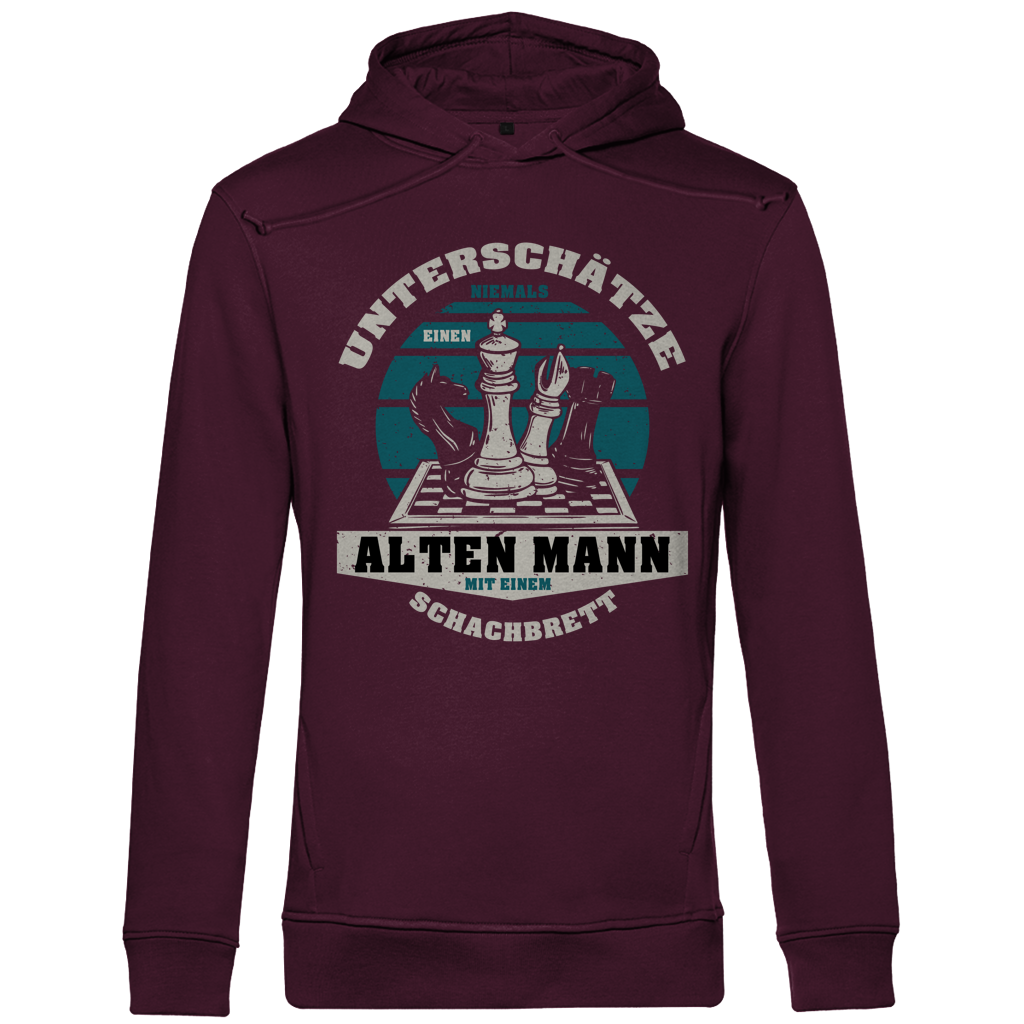 Herren Premium Bio Hoodie Unterschätze Niemals Alten Mann Schachbrett