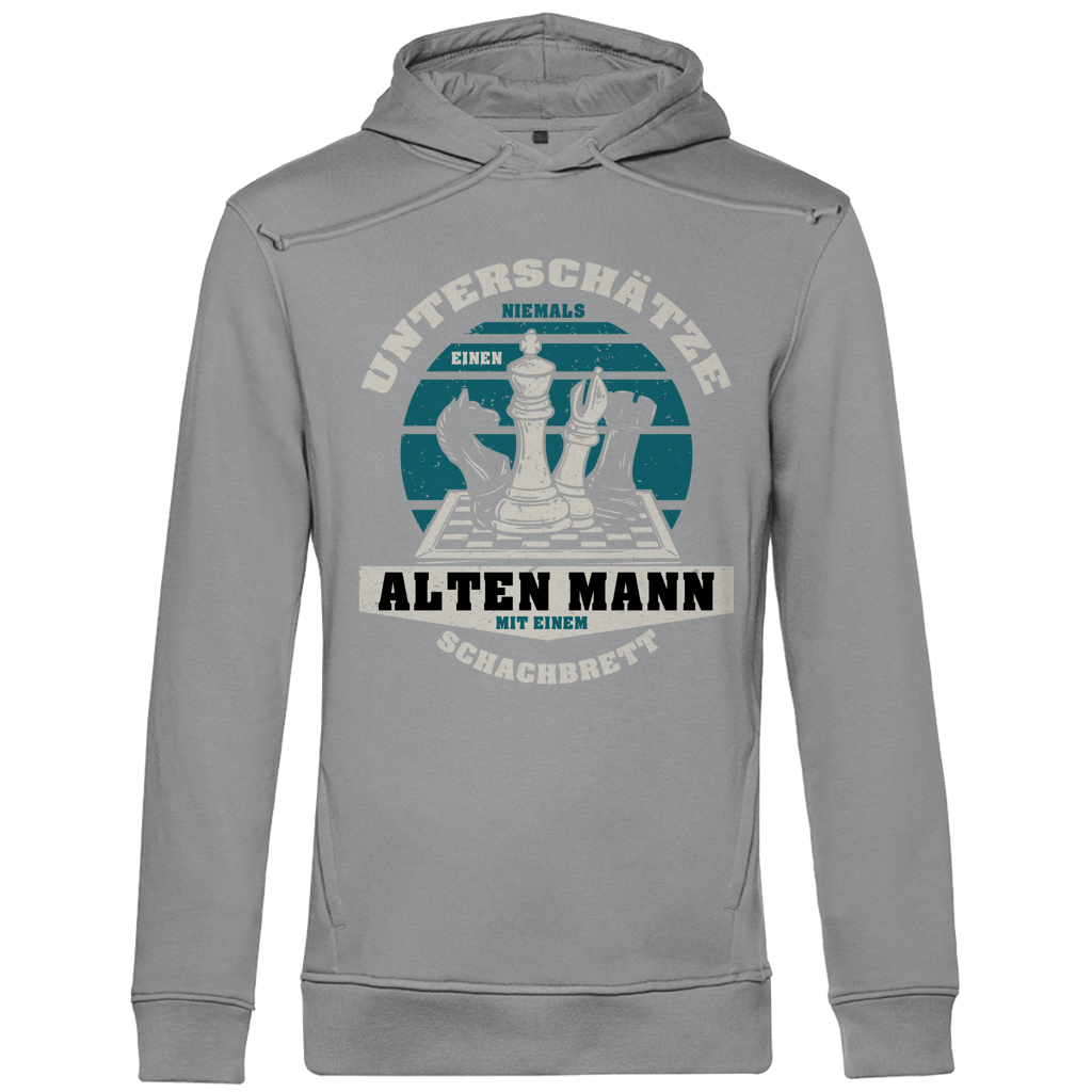 Herren Premium Bio Hoodie Unterschätze Niemals Alten Mann Schachbrett