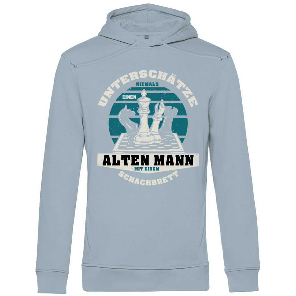 Herren Premium Bio Hoodie Unterschätze Niemals Alten Mann Schachbrett