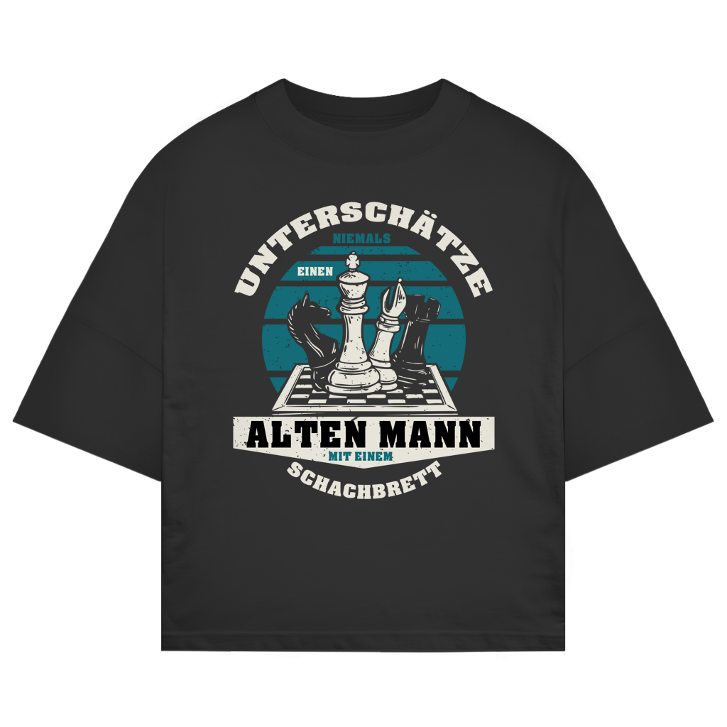 ST/ST Oversize T-Shirt Unterschätze Niemals Alten Mann Schachbrett