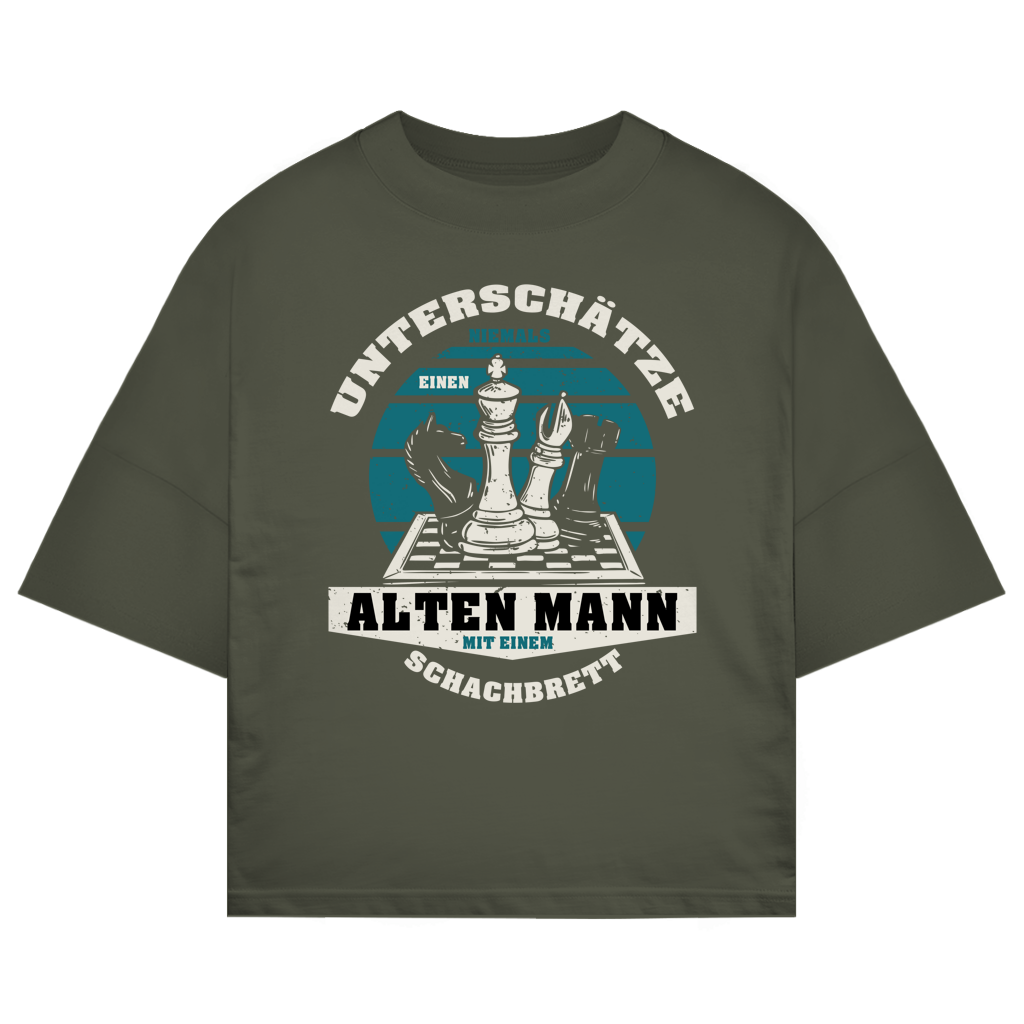 ST/ST Oversize T-Shirt Unterschätze Niemals Alten Mann Schachbrett