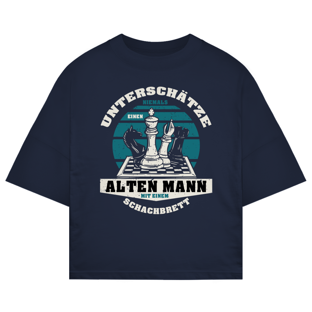ST/ST Oversize T-Shirt Unterschätze Niemals Alten Mann Schachbrett