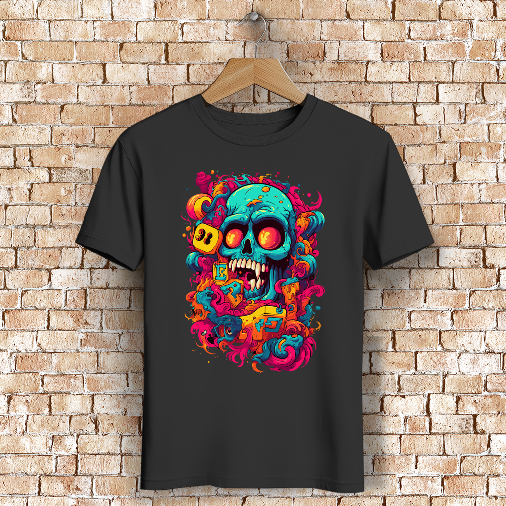 Herren Premium Bio T-Shirt Psychedelic Skull