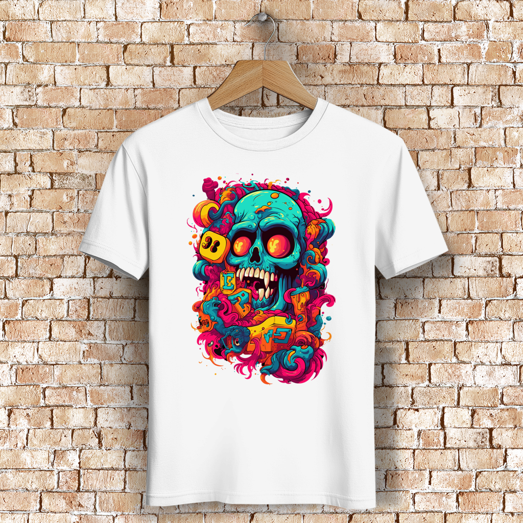 Herren Premium Bio T-Shirt Psychedelic Skull