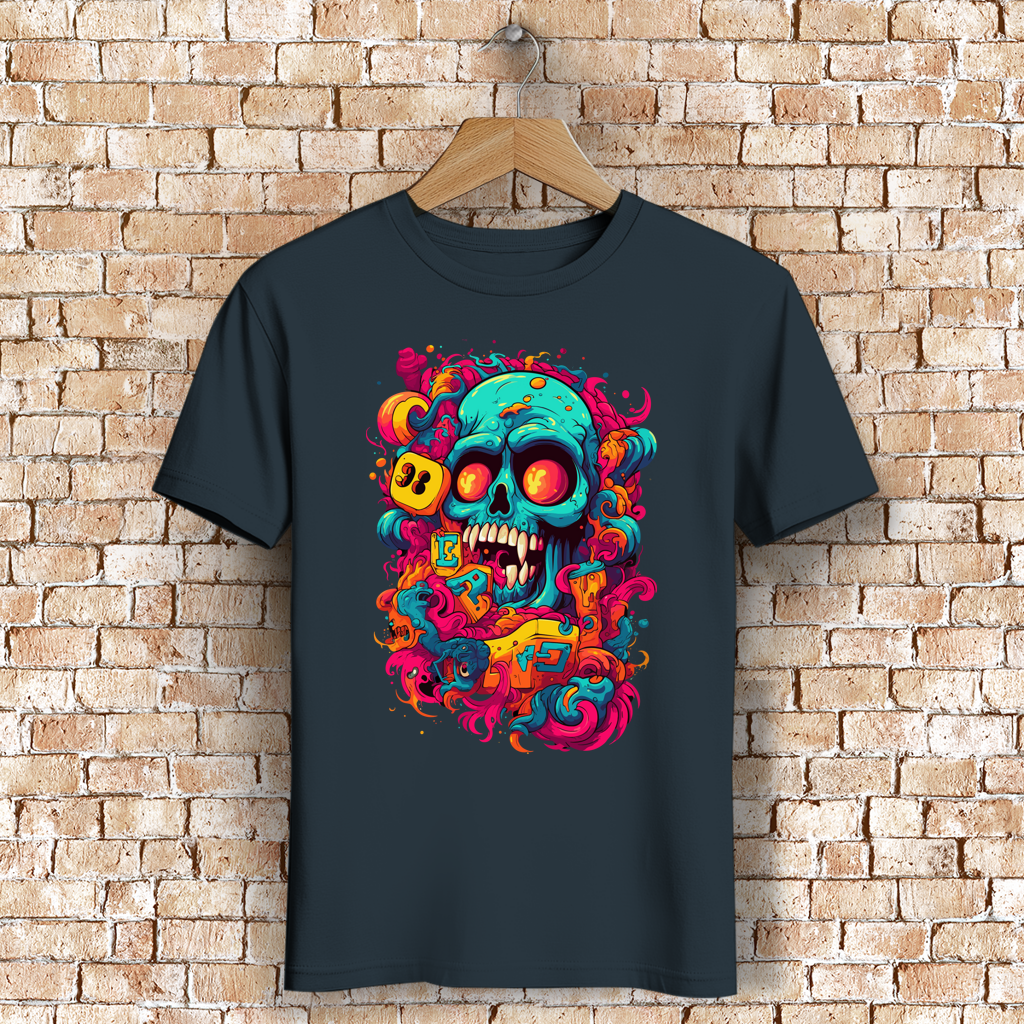 Herren Premium Bio T-Shirt Psychedelic Skull