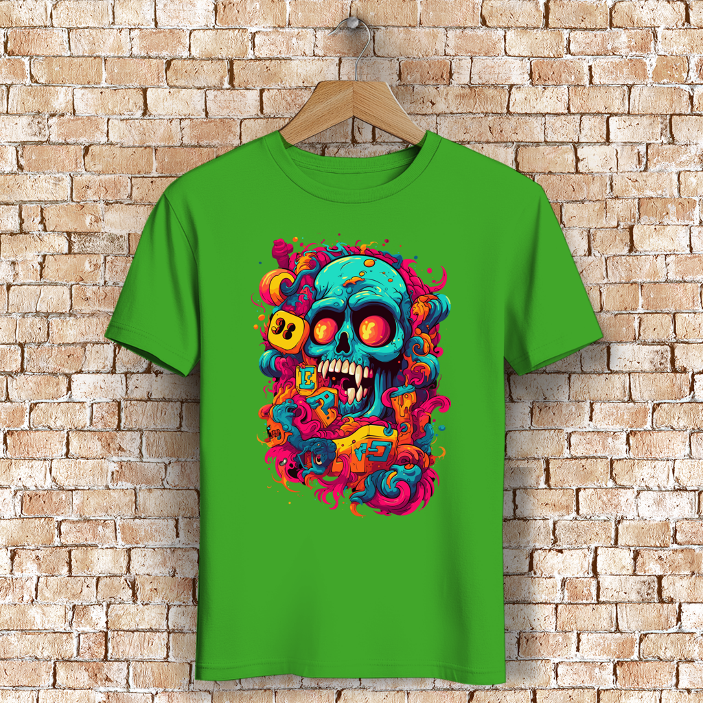 Herren Premium Bio T-Shirt Psychedelic Skull