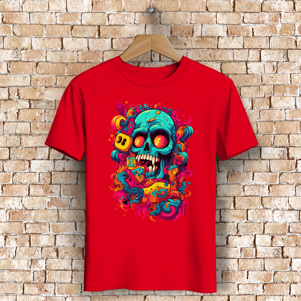 Herren Premium Bio T-Shirt Psychedelic Skull