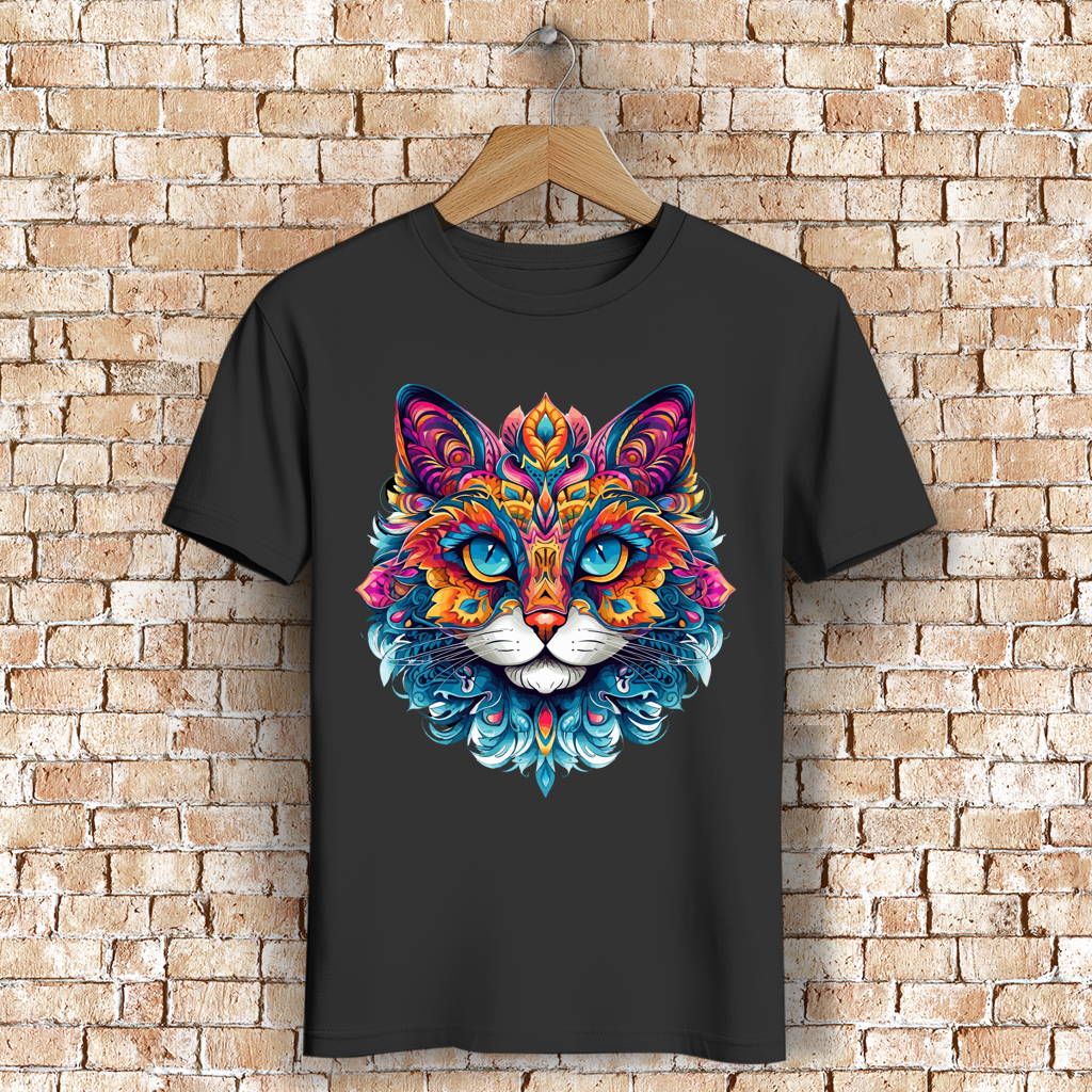Herren Premium Bio T-Shirt Mandala Cat