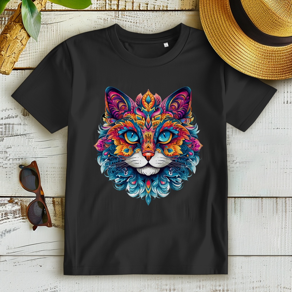 Damen Premium Bio T-Shirt Mandala Cat
