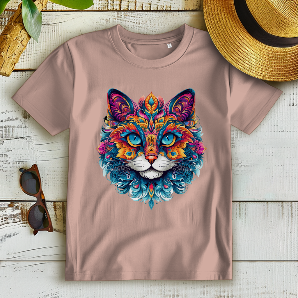 Damen Premium Bio T-Shirt Mandala Cat