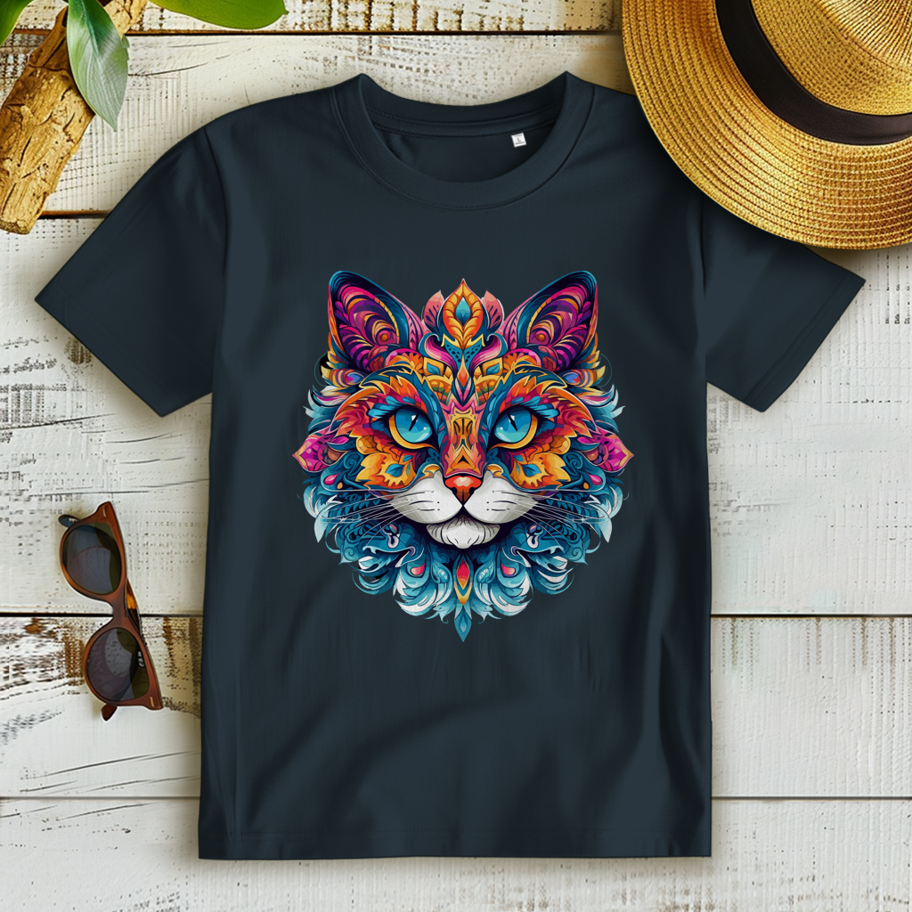 Damen Premium Bio T-Shirt Mandala Cat
