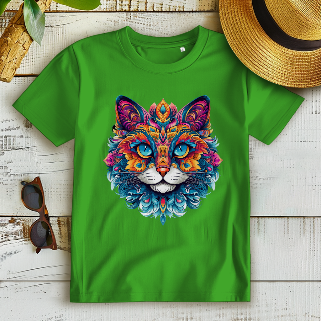 Damen Premium Bio T-Shirt Mandala Cat