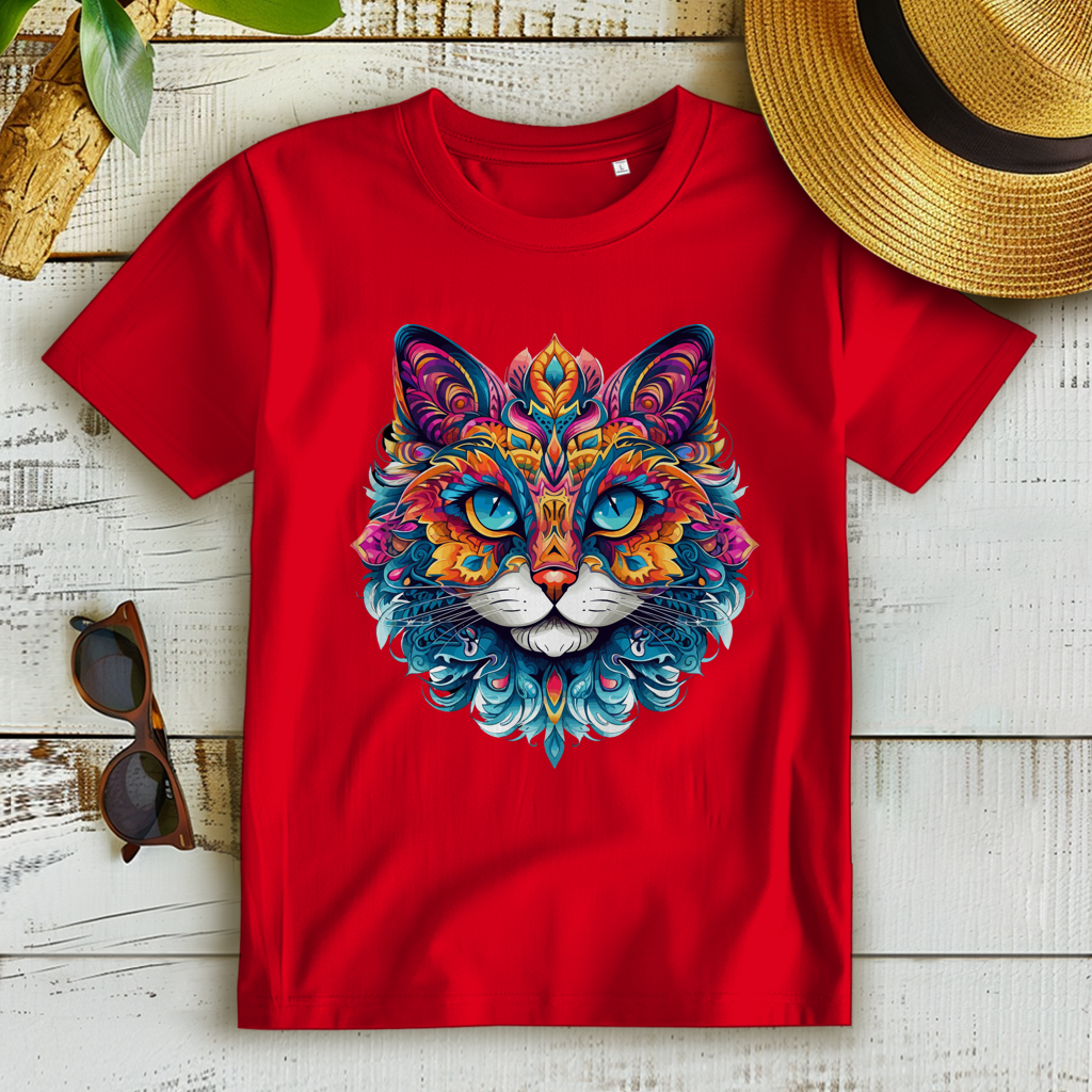 Damen Premium Bio T-Shirt Mandala Cat