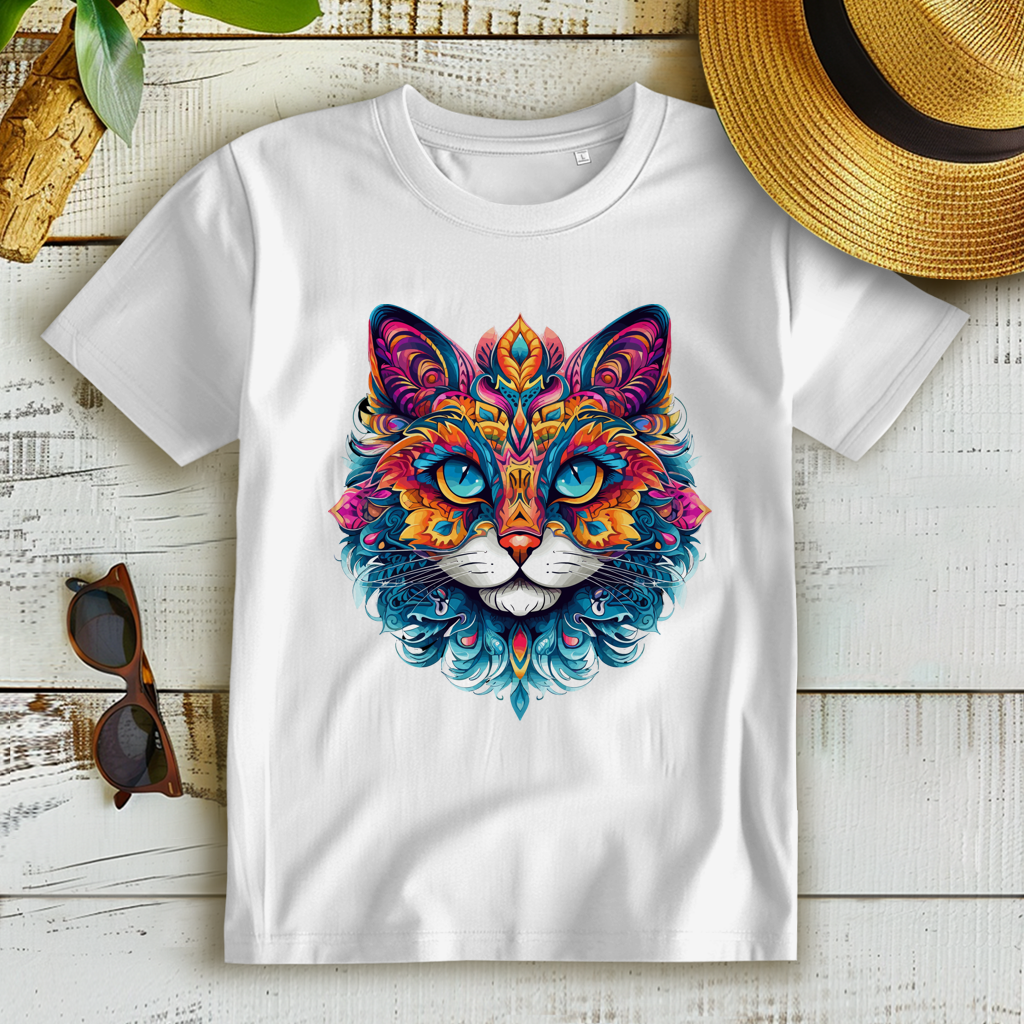 Damen Premium Bio T-Shirt Mandala Cat