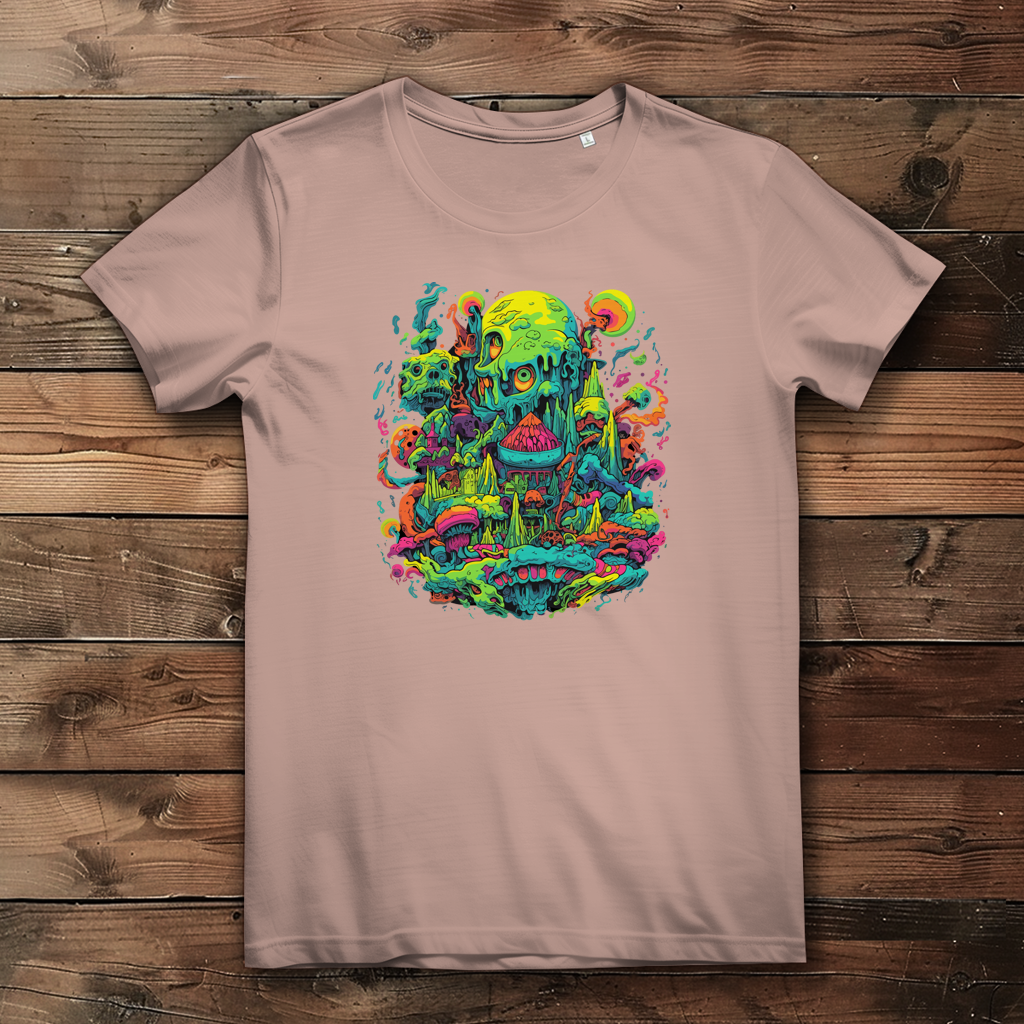 Damen Premium Bio T-Shirt Toxic Skull World