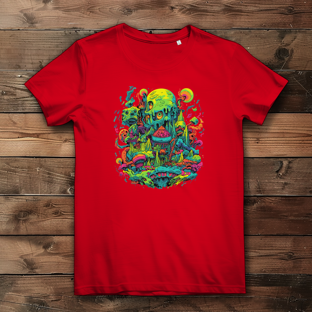 Damen Premium Bio T-Shirt Toxic Skull World