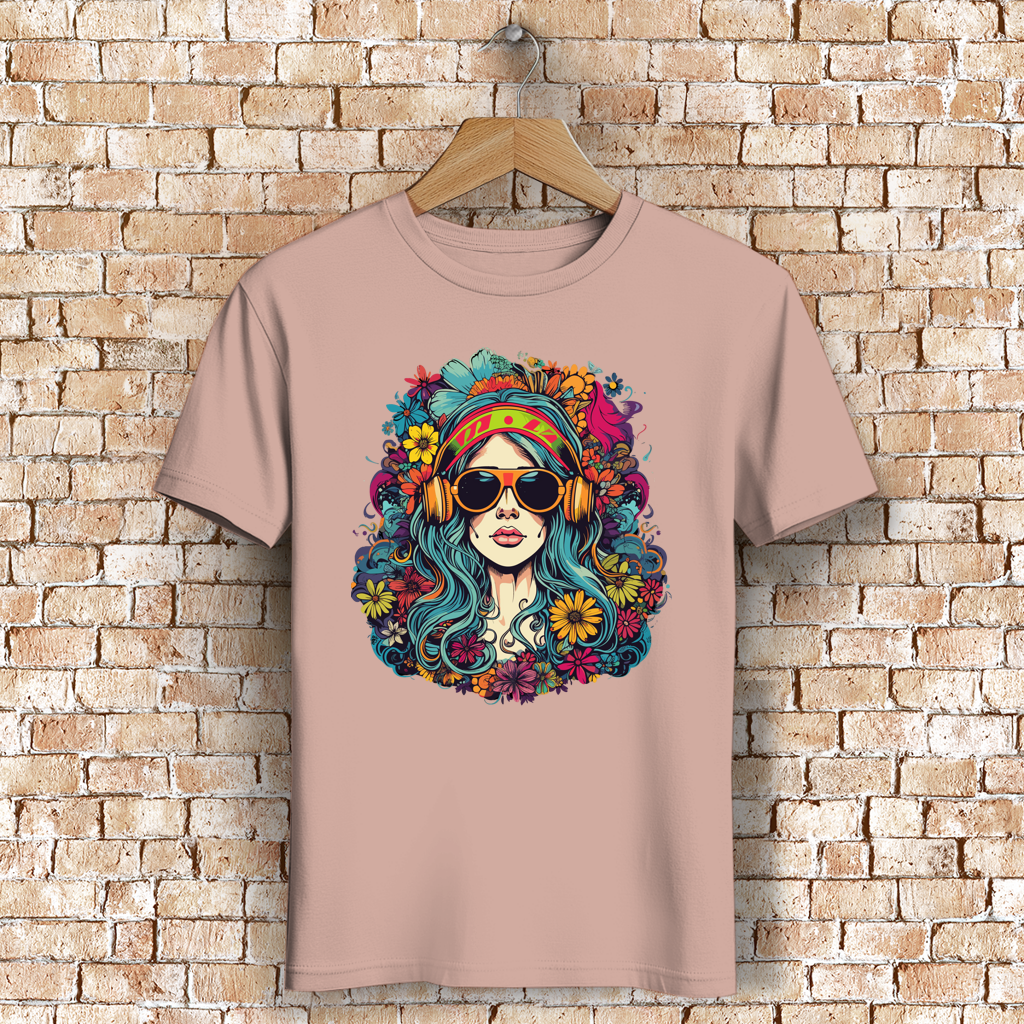 Herren Premium Bio T-Shirt Flower DJ Girl