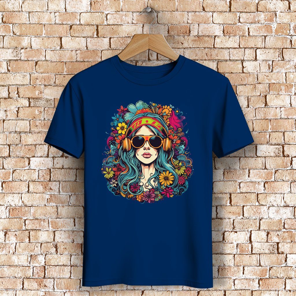 Herren Premium Bio T-Shirt Flower DJ Girl