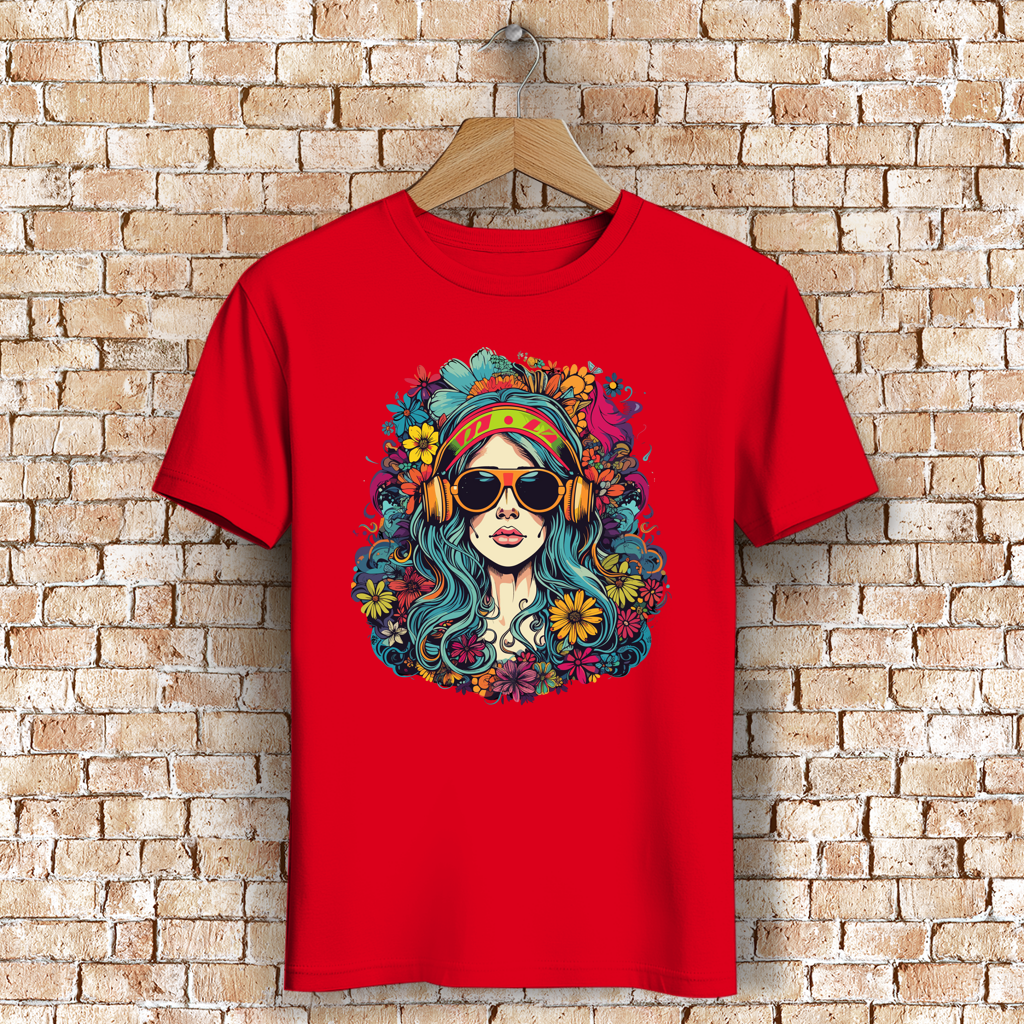 Herren Premium Bio T-Shirt Flower DJ Girl