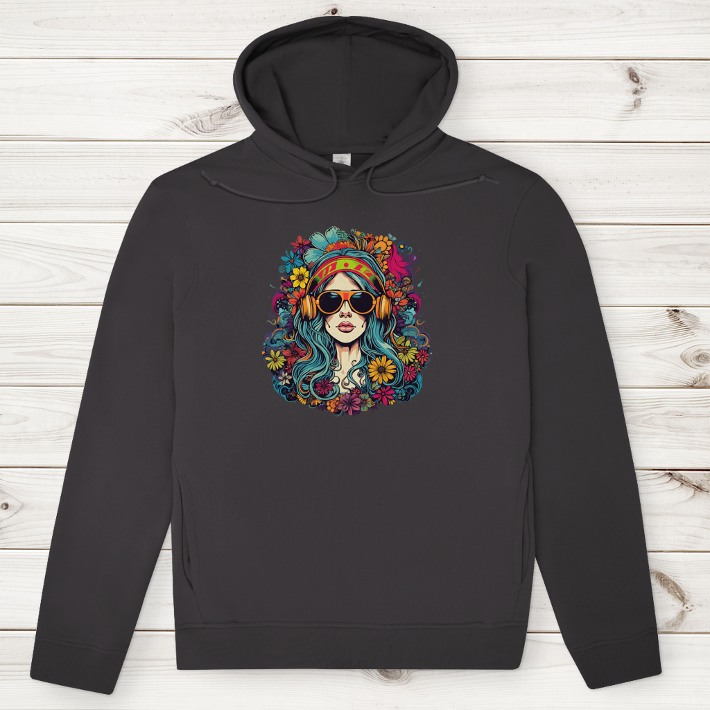 Herren Premium Bio Hoodie Flower DJ Girl
