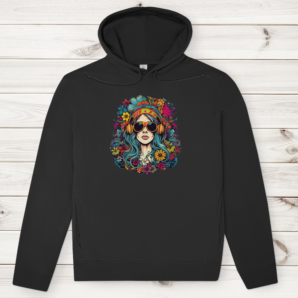 Herren Premium Bio Hoodie Flower DJ Girl