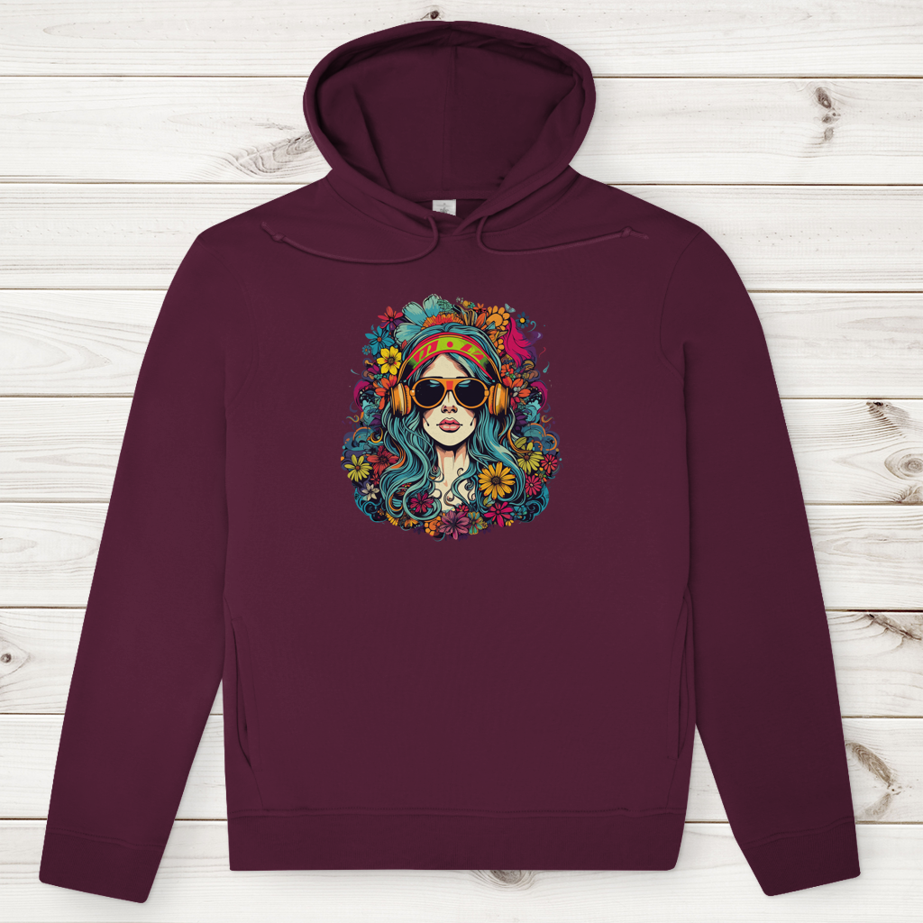 Herren Premium Bio Hoodie Flower DJ Girl