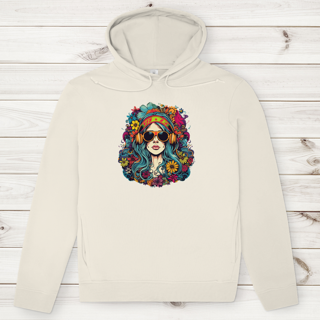 Herren Premium Bio Hoodie Flower DJ Girl