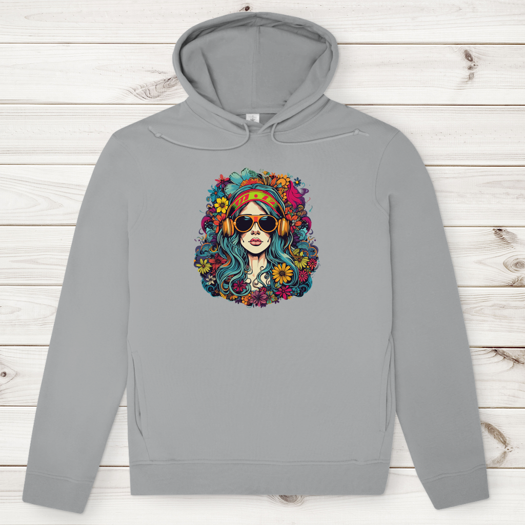 Herren Premium Bio Hoodie Flower DJ Girl