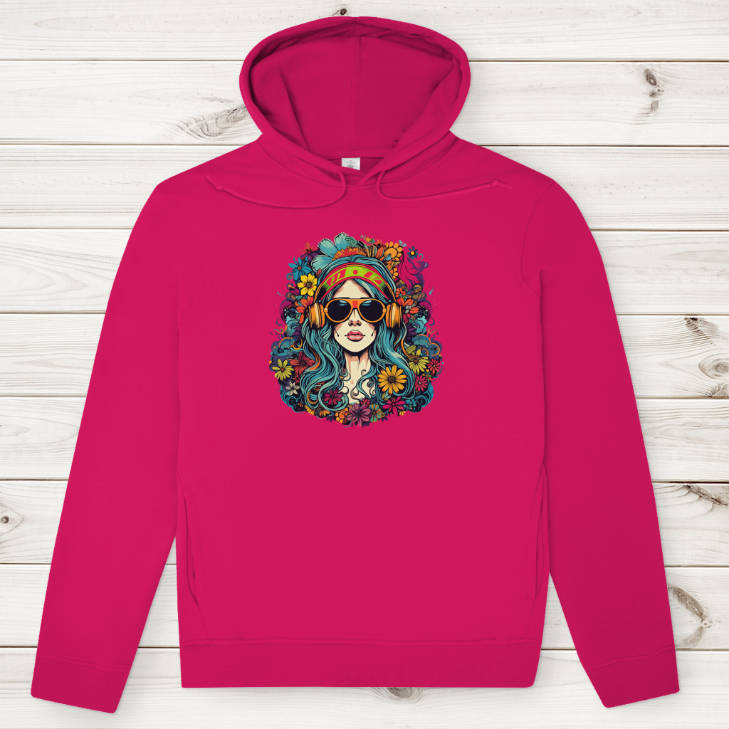 Herren Premium Bio Hoodie Flower DJ Girl