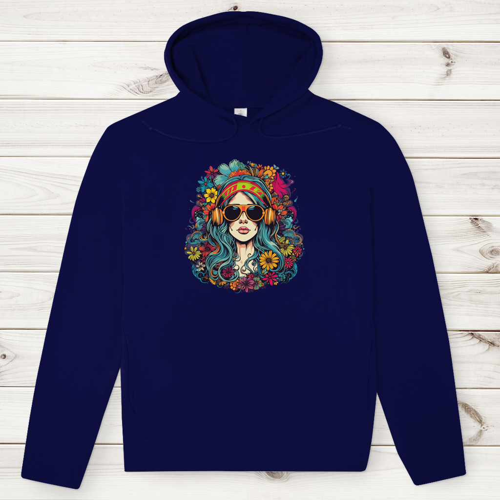Herren Premium Bio Hoodie Flower DJ Girl