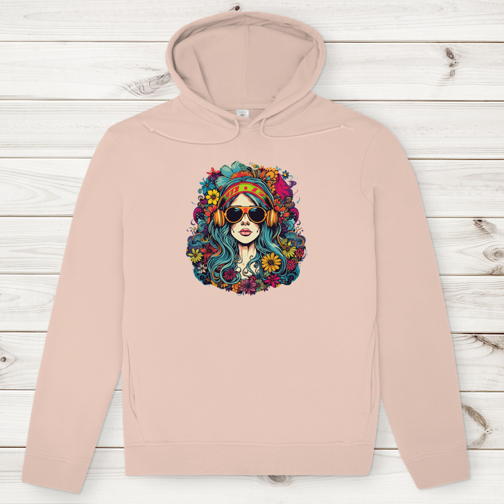 Herren Premium Bio Hoodie Flower DJ Girl