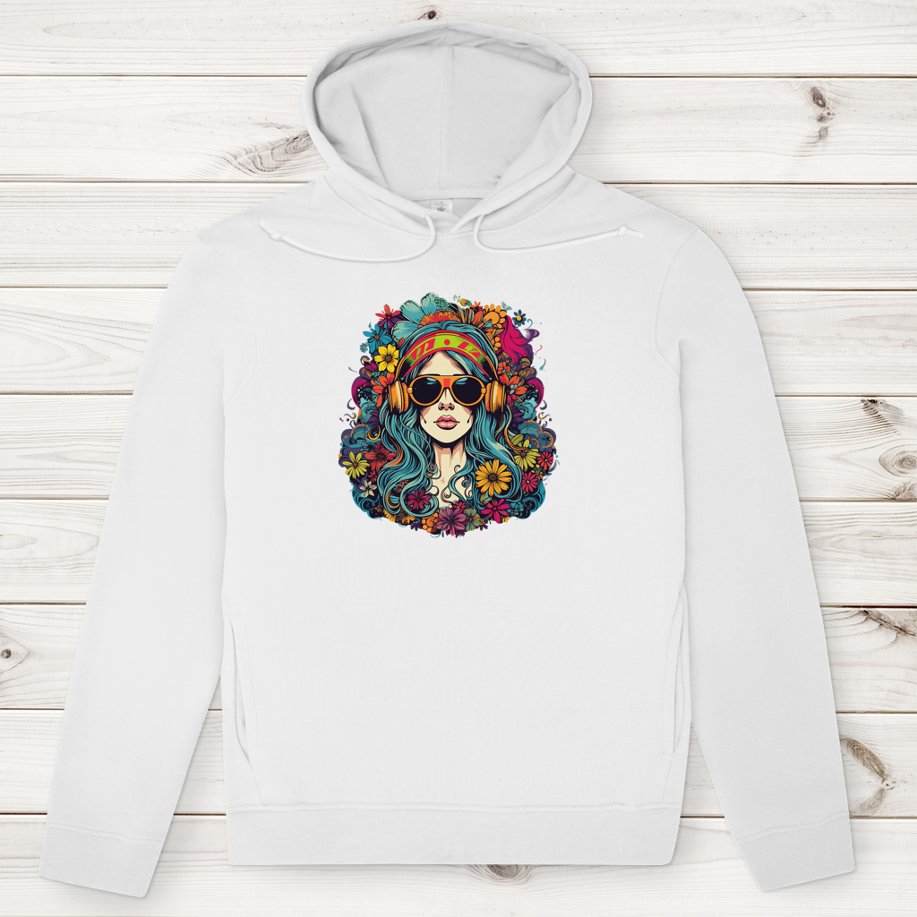 Herren Premium Bio Hoodie Flower DJ Girl