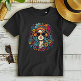Damen Premium Bio T-Shirt Flower DJ Girl