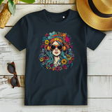 Damen Premium Bio T-Shirt Flower DJ Girl
