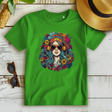 Damen Premium Bio T-Shirt Flower DJ Girl